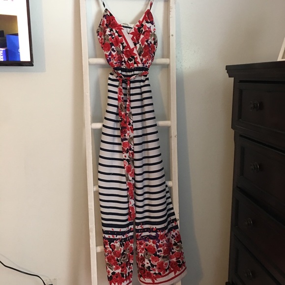 Pants - Floral stripped romper